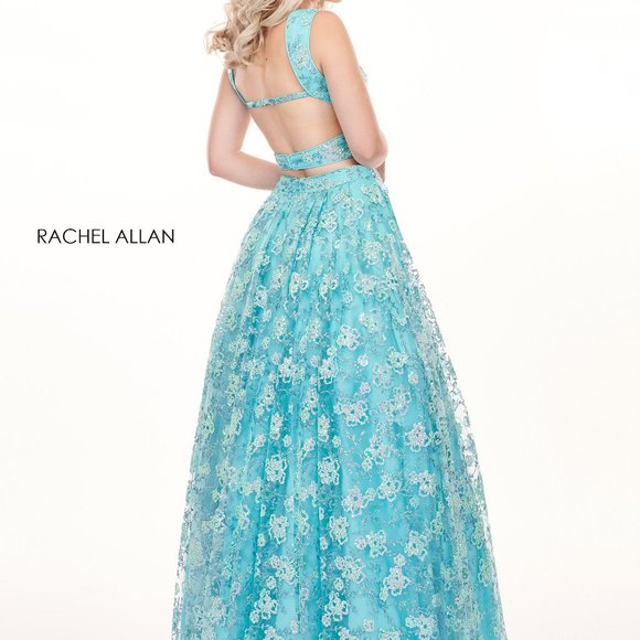 NWT Brand New Rachel Allan - 6467 Mint Sequined Two-Piece Sweetheart Bodice Gown - Picture 2 of 2